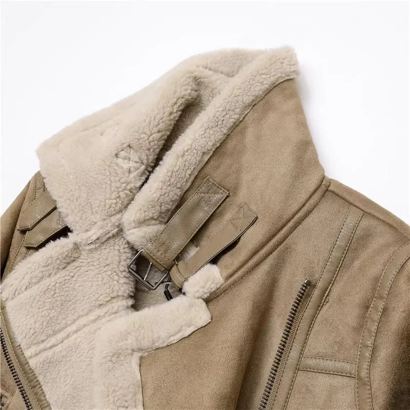 Motorcycle  Faux Shearling Sheepskin Leather Jackets