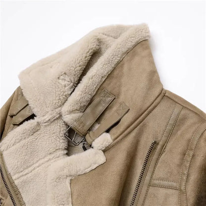 Motorcycle  Faux Shearling Sheepskin Leather Jackets