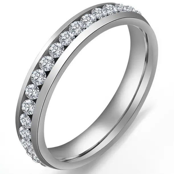 Square Zircon Stainless Steel Couple Ring For Women and Men Romantic Engagement Wedding Party Jewelry Female