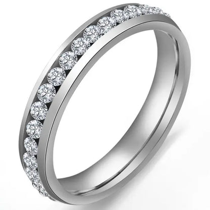 Square Zircon Stainless Steel Couple Ring For Women and Men Romantic Engagement Wedding Party Jewelry Female
