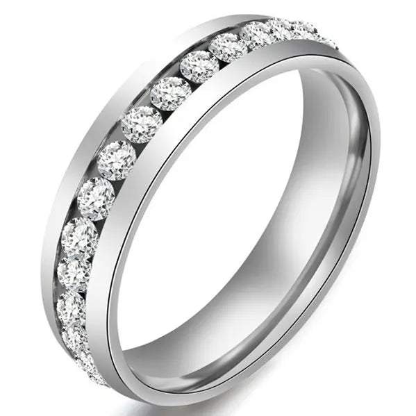 Square Zircon Stainless Steel Couple Ring For Women and Men Romantic Engagement Wedding Party Jewelry Female