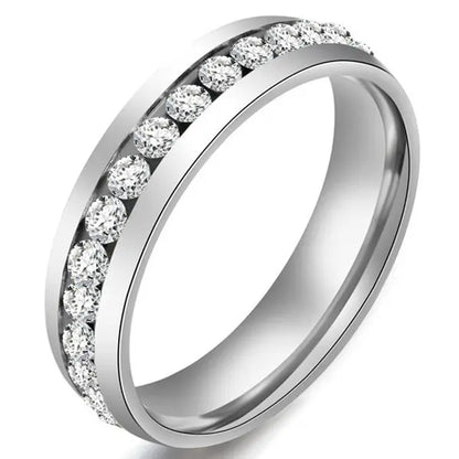 Square Zircon Stainless Steel Couple Ring For Women and Men Romantic Engagement Wedding Party Jewelry Female