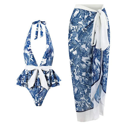 2026 New Arrival Push Up Women Bikini Set Floral Printed Ruffle Bikinis Strappy Bandage Swimwear Brazilian Biquini Bathing Suit