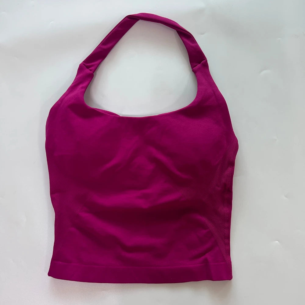 2pcs Women's Gym Set Backless Tank Top High Waist Scrunch Shorts Seamless Fitness Activewear Workout Suit