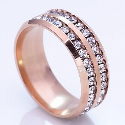 Square Zircon Stainless Steel Couple Ring For Women and Men Romantic Engagement Wedding Party Jewelry Female