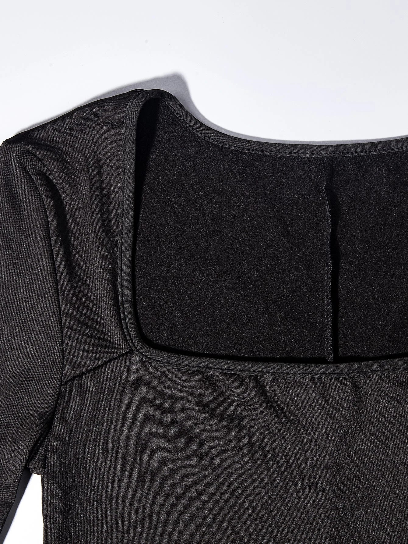 2024 Spring and Autumn Women's Long Sleeve Belly Tightening Waist Hip Lifting Square Neck Wide Leg High Elastic Jumpsuit
