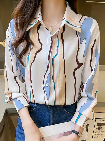 Black Striped Printed Long-sleeved Shirt