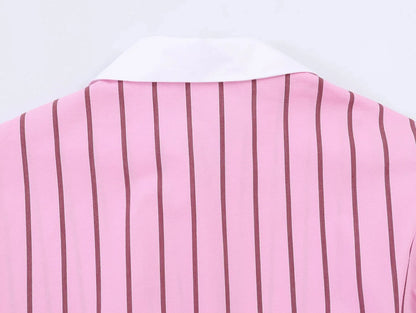 Women Blouses Tops Spring New Fashion Color Blocking Elegant Women's Shirts Tops Chic Street Single-breasted Tops