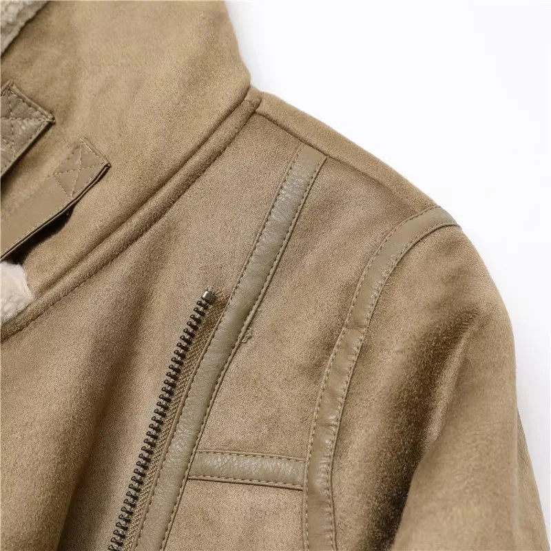 Motorcycle  Faux Shearling Sheepskin Leather Jackets