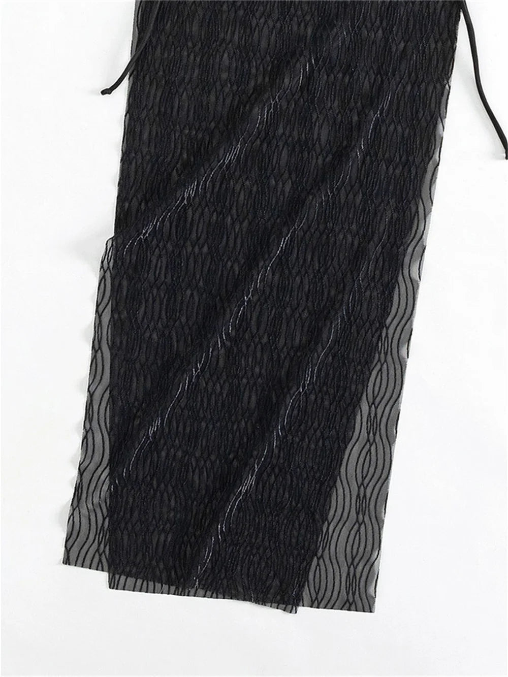 Sexy Mesh High Slit Dress Cover-Ups Transparent Jacquard Drawstrinig Beach Bikini Cover Up Women Swimwears Vacation Outfit Mujer