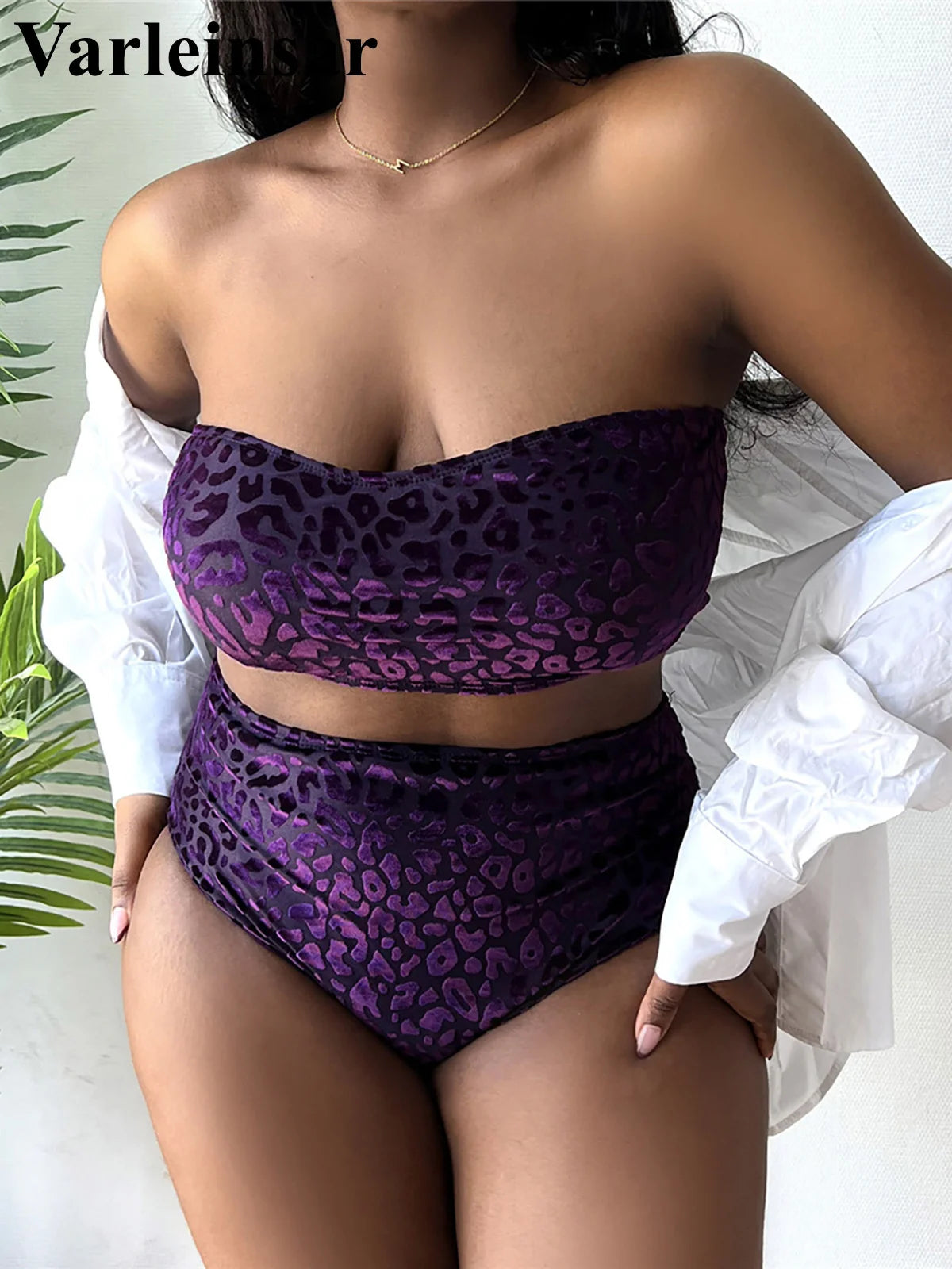 0XL - 4XL Leopard Bikini Large Size Swimwear plus Size Women Swimsuit Female Two-Pieces Bikini Set Bather Bathing Suit V3977